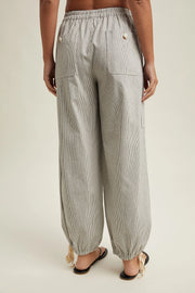 Libby Lou Mini Striped Tie-Hem Cargo Jogger Pants