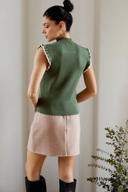 Patterson Mock Neck Ruffle Sleeve Sweater Knit Top