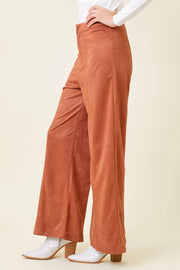 Genevieve High Rise Straight Leg Suede Pant