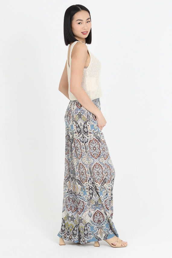 Theresa Moroccan Paisley Print Wide Leg Pant