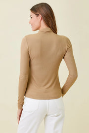 Carleigh Long Sleeve Ribbed Mock Neck Top