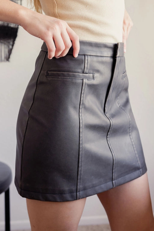 Erica Mineral Washed Faux Leather Mini Skirt