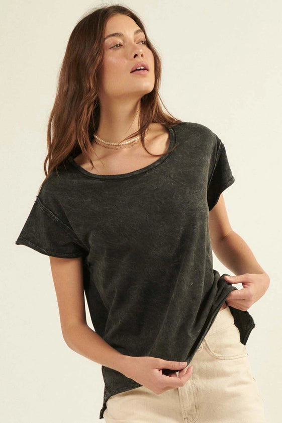 Vintage Basics Solid Color Mineral Washed Tee