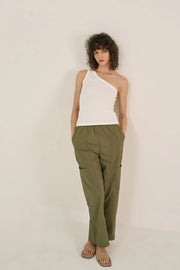 Fawn Seamed Cotton Cargo Pants