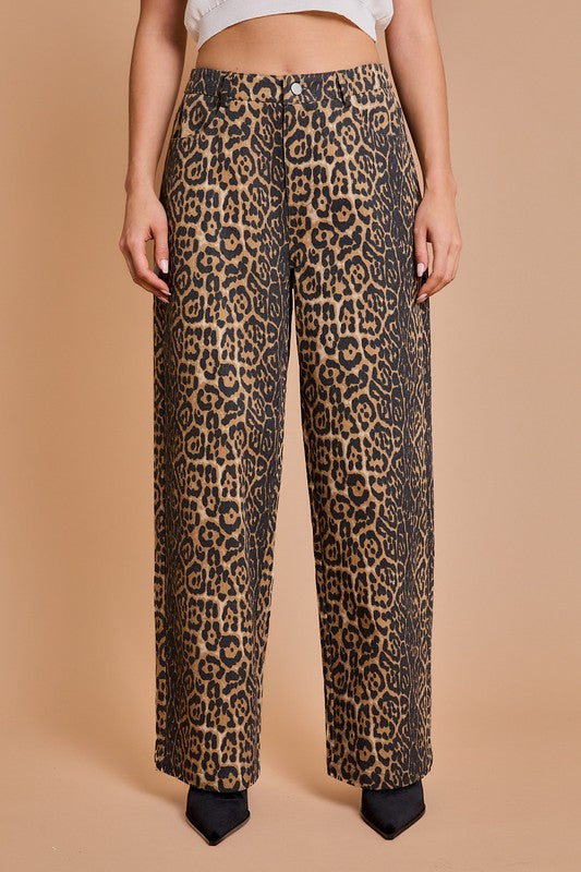 Nala Leopard Print Wide Leg Pants