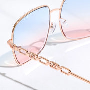 Top Gun II Colorful Lenses Gradient Aviator Sunglasses with Chain Detail