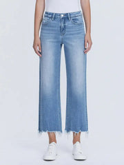 Barbwire High Rise Crop Slim Wide Jeans