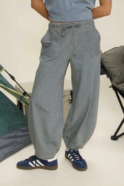 Conductor Vintage Washed Denim Mini Stripe Barrel Pants