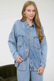 Merrick Washed Denim Button Down Shirt Jacket