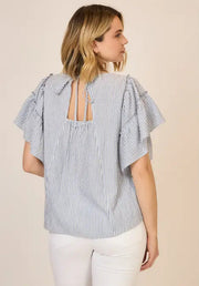 Coastal Riviera Striped Ruffle Top