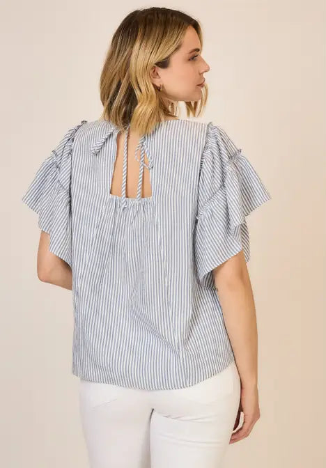 Coastal Riviera Striped Ruffle Top