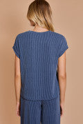 Elisa Cap Sleeve Rib Knit Top