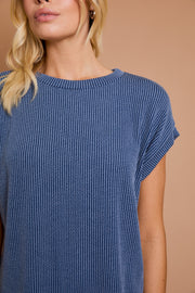 Elisa Cap Sleeve Rib Knit Top