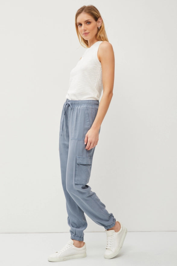 Maude Classic Tencel Drawstring/Elastic Cargo Jogger Pants