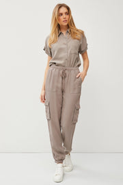 Maude Classic Tencel Drawstring/Elastic Cargo Jogger Pants