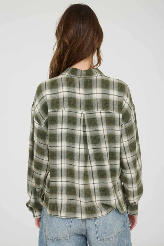 Ollie Long Sleeve Button Down Cropped Woven Shirt