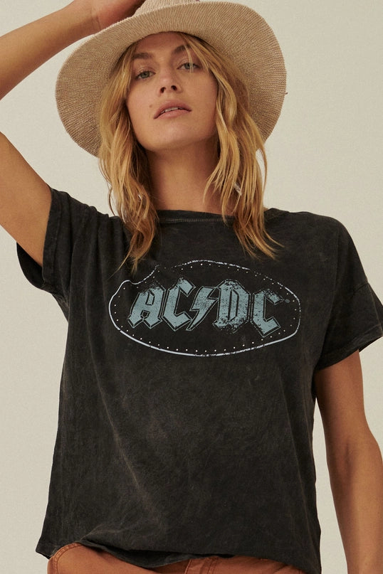 AC/DC Studded Logo Vintage Wash Graphic Tee
