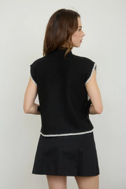 Yvette Side Tie Sleeveless Mock Neck Poncho Sweater