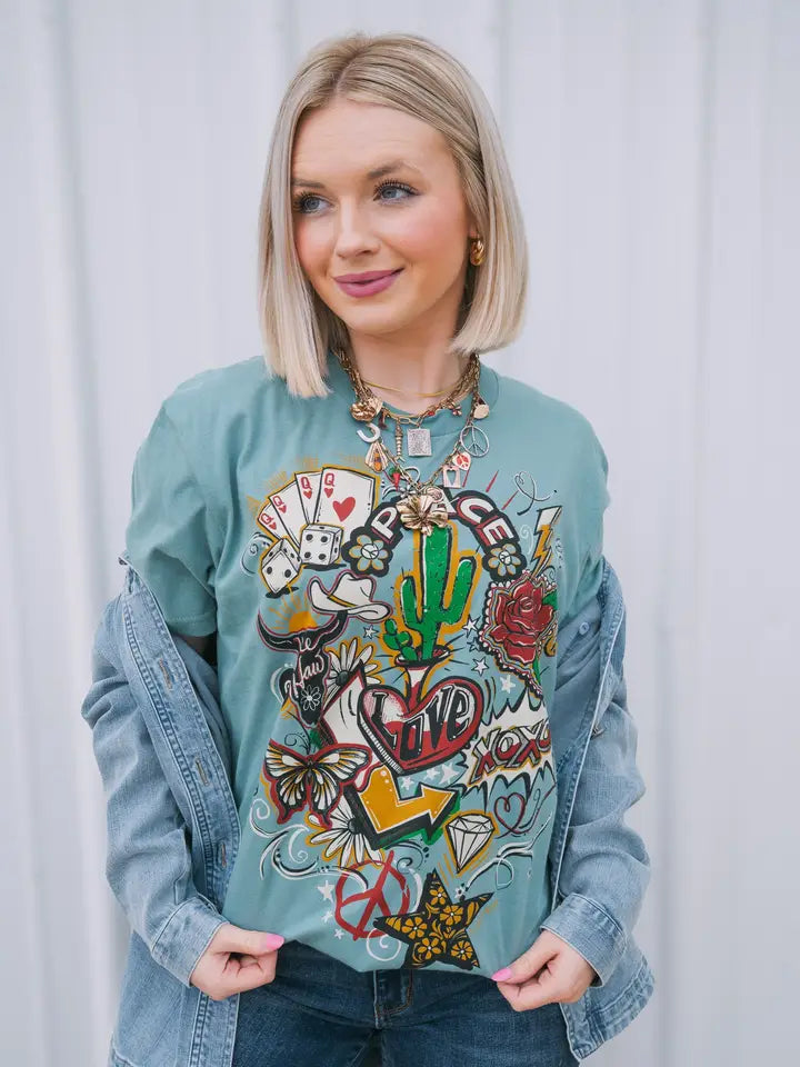 YeeHaw Sketchbook by One24 Rags Short Sleeve Graphic Tee