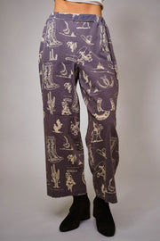 Ride Em' Cowboy Western Print Wide Leg Pants