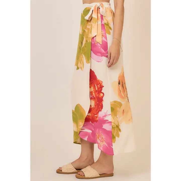 Beautiful Blooms Floral Wrap Maxi Skirt