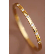 18K Gold Plated Waterproof Stainless Steel Hinged Bangle Bracelet