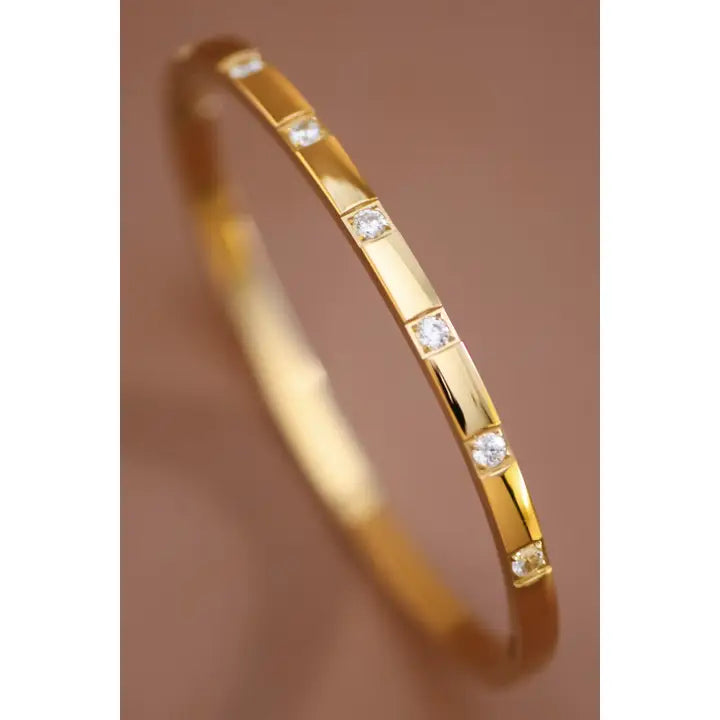 18K Gold Plated Waterproof Stainless Steel Hinged Bangle Bracelet