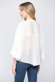 Elodie Puff Sleeve Button Down Shirt Blouse