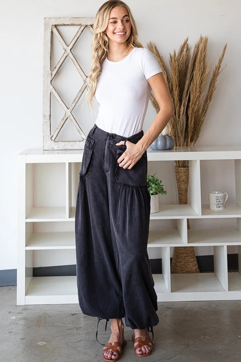 Remi Mineral Washed 3D Pocket Wide Leg Pants