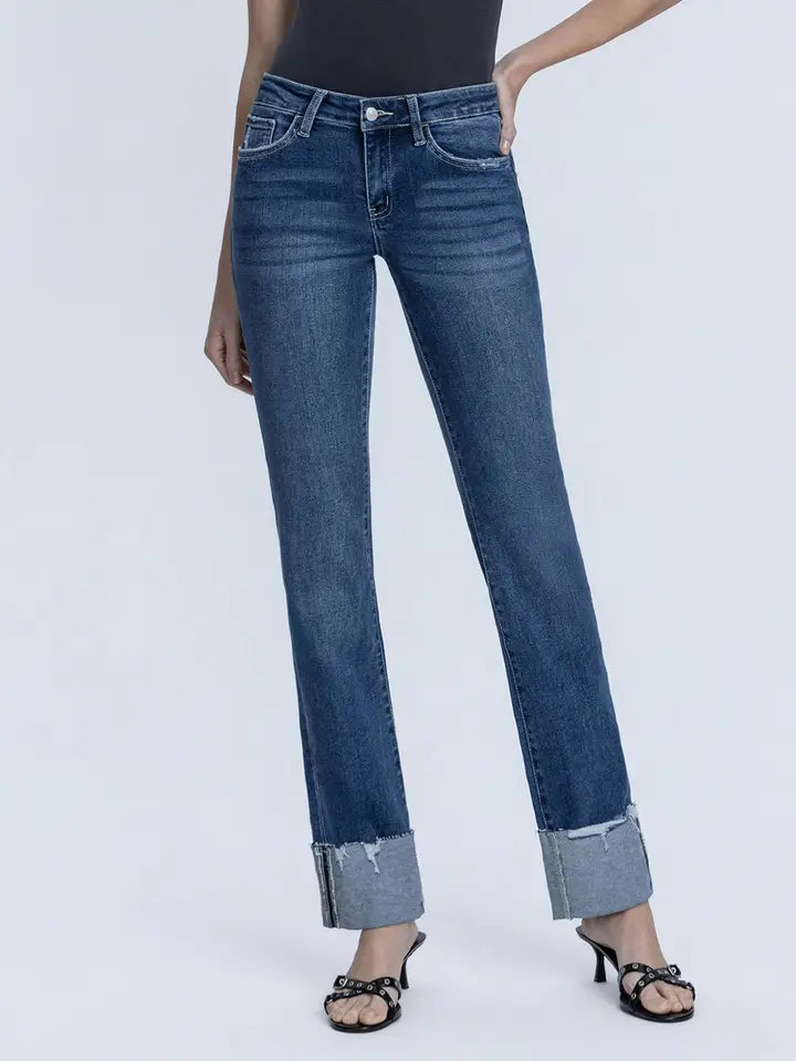 Sting Mid Rise Cuffed Slim Straight Jeans