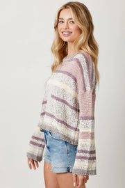 Violet Multicolor Stripe Sweater