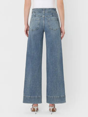 High Road Super High Rise 2-Button Wide Leg Trouser Jeans