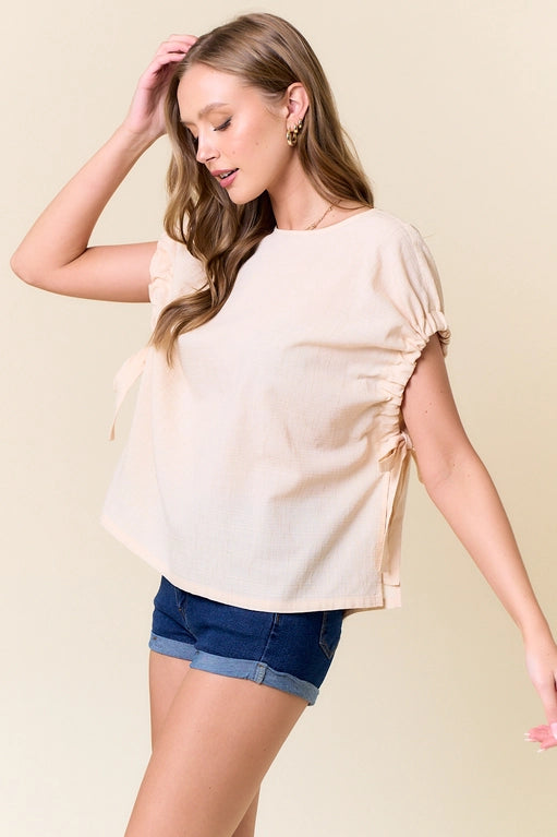 Veronica Side Tie Drawstring Cap Sleeve Top