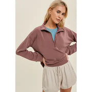 Belle Half Zip Pullover with Side Slits