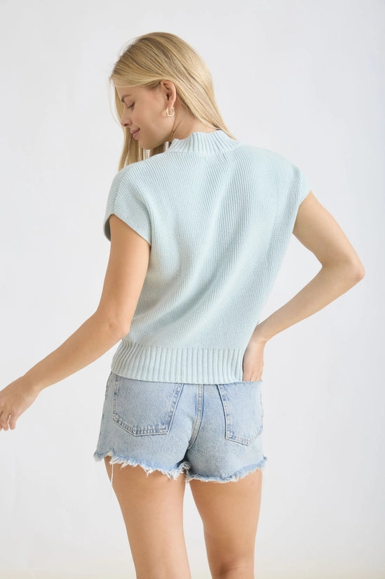 Tricia Mock Neck Short Sleeve Sweater Top