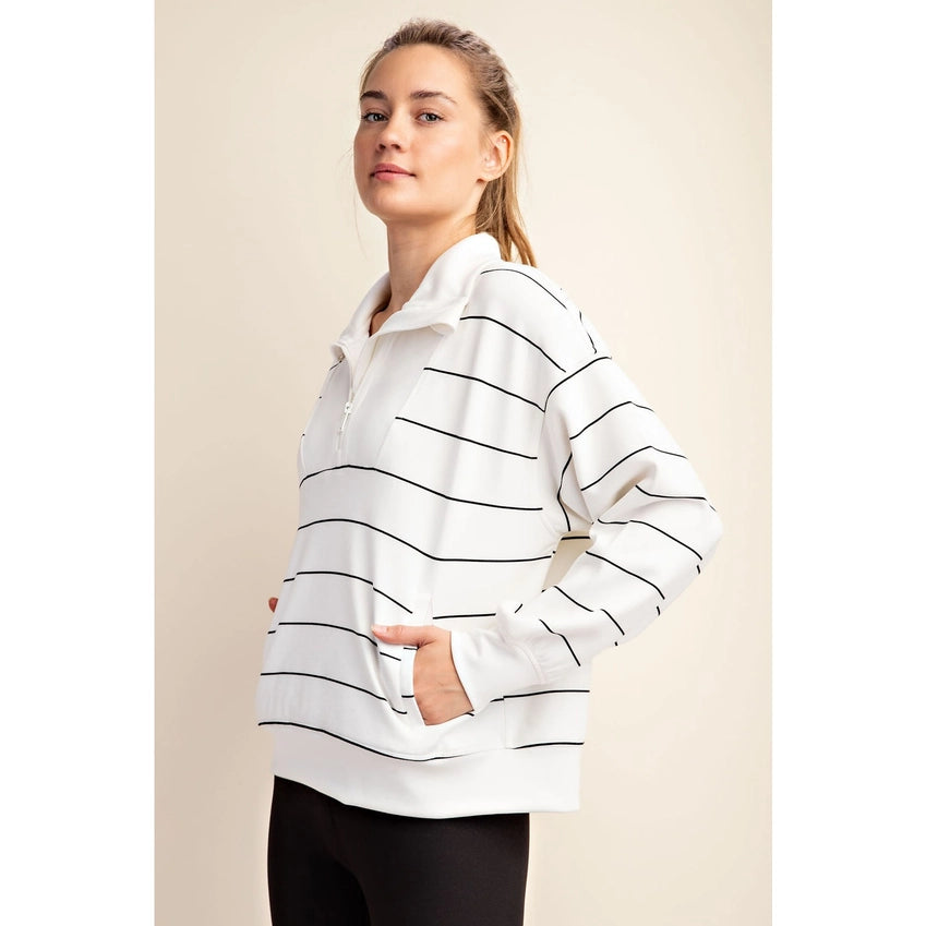 Ashton Luxe Quarter Zip Mock Neck Pullover Lounge Top