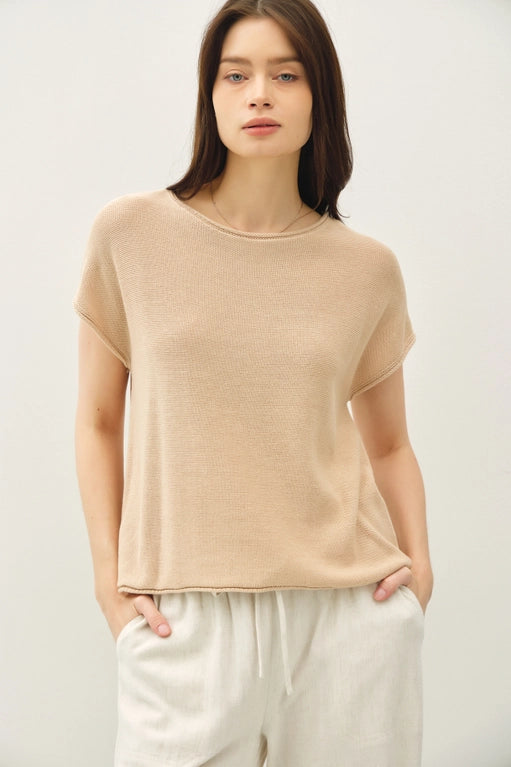 April Basic Knit Sweater Tee Top