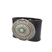 Western Concho Wide Leather Cuff Bracelet