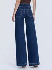 Walk The Line High Rise Front Seam Wide Leg Trouser Jeans