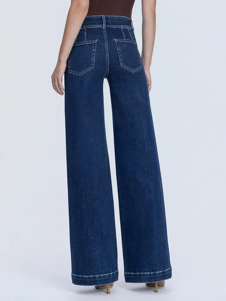 Walk The Line High Rise Front Seam Wide Leg Trouser Jeans