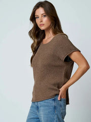 Perry Crew Neck Short Cap Sleeve Sweater