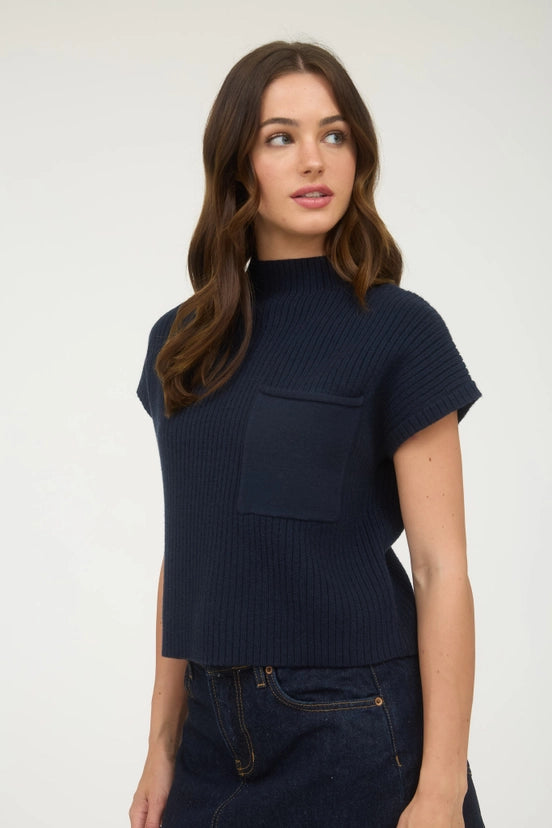 Charlee Mock Neck Short Sleeve Sweater