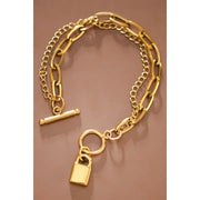 18K Gold Plated Waterproof Stainless Steel Chain Link Charm Bracelet Collection