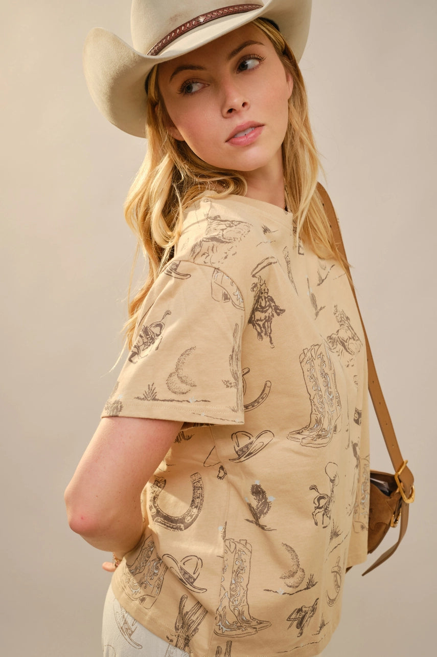 Giddy Up Western Printed Graphic Tee