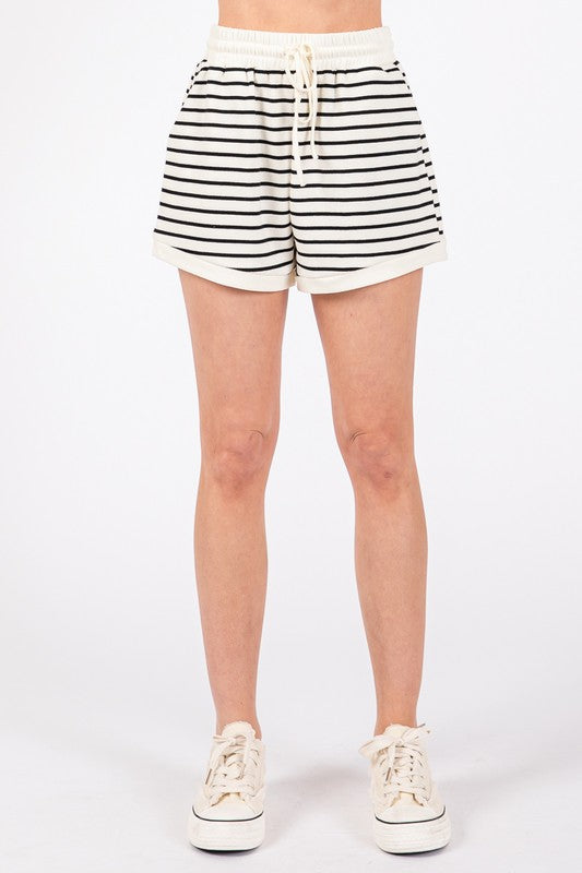Karlynn Short Sleeve Striped Knit Top and Short Set