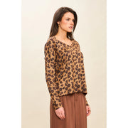 Leopard Spots V-Neckline Sweater