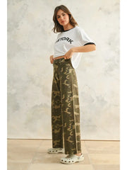 Military Wide Leg Olive Camo Pants