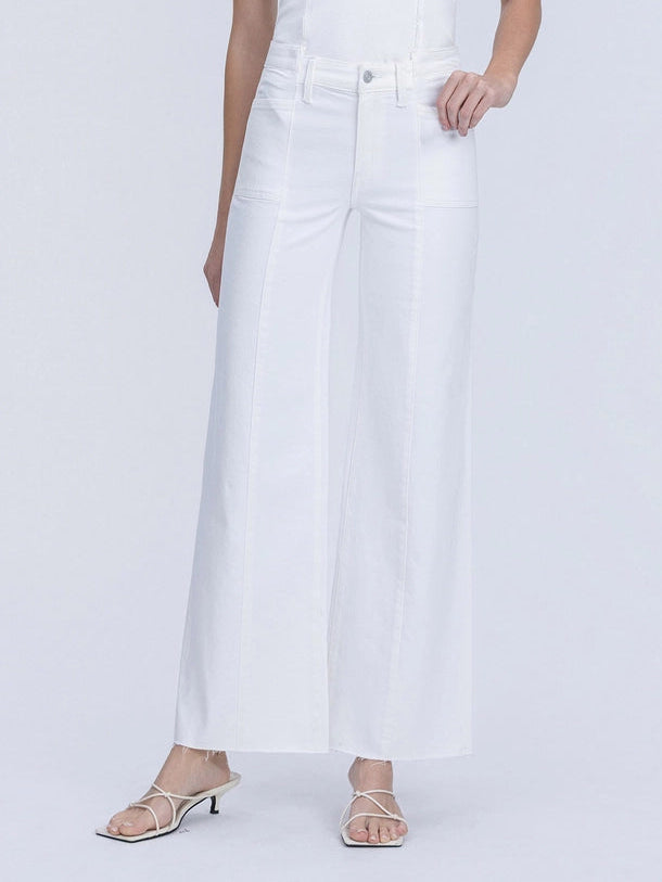 White Noise High Rise Stacked Waistband Wide Leg Jeans