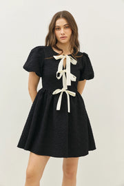 Belladonna Bubble Textured Bow-Tie Front Mini Dress