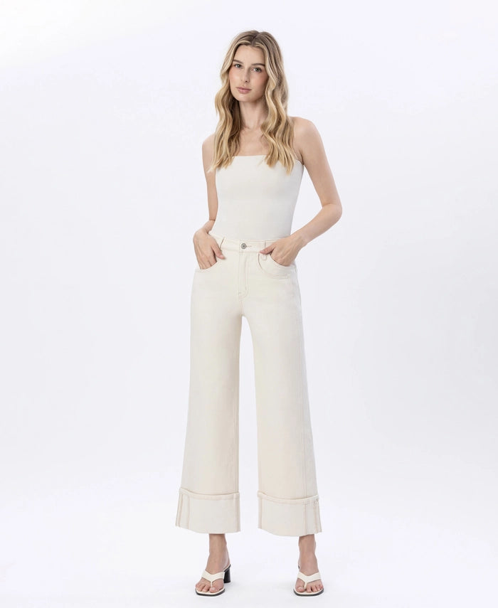 Stetson II Super High Rise Wide Leg Cuffed Denim Jeans